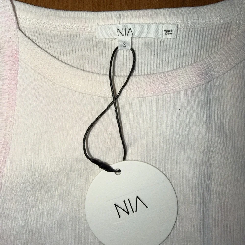 NEW NIA Women's 100% Cotton High Razor Tank Top Size Small‎ Pink Tie Dye